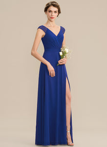 Fabric A-Line SplitFront Length Silhouette V-neck Embellishment Floor-Length Ruffle Neckline Jordin V-Neck Bridesmaid Dresses