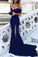Sexy Leg Slit Long Mermaid Off-the-Shoulder Black Sweetheart Strapless Prom Dresses RS180