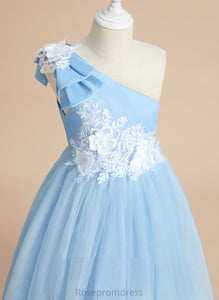 Dress Ball-Gown/Princess - Flower Girl Dresses Sleeveless Flower Girl Satin/Tulle One-Shoulder Thirza With Lace/Bow(s) Floor-length