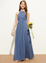 Load image into Gallery viewer, Neck Junior Bridesmaid Dresses Floor-Length Chiffon Scoop Rosemary Ruffle With A-Line