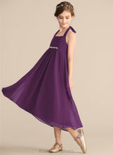 Load image into Gallery viewer, Junior Bridesmaid Dresses Chiffon Asymmetrical Empire Bow(s) Gill Beading Halter With