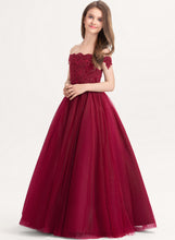 Load image into Gallery viewer, Junior Bridesmaid Dresses Greta Beading Tulle Floor-Length Off-the-Shoulder Lace Sequins Ball-Gown/Princess With