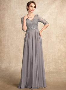 of Dress the Floor-Length Thirza Sequins With Mother Bride V-neck A-Line Mother of the Bride Dresses Chiffon Lace