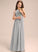 Ruffle Neck A-Line Aliya Chiffon Scoop With Floor-Length Junior Bridesmaid Dresses