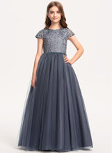 Load image into Gallery viewer, Tulle Junior Bridesmaid Dresses Scoop Lace Ball-Gown/Princess Neck Floor-Length Raegan