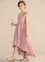 Load image into Gallery viewer, Chiffon Ruffle Junior Bridesmaid Dresses With Flower(s) One-Shoulder A-Line Asymmetrical Yaretzi Bow(s)