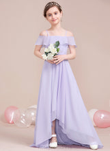 Load image into Gallery viewer, Isabel Ruffles Junior Bridesmaid Dresses Off-the-Shoulder With A-Line Chiffon Asymmetrical Cascading