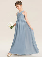 Load image into Gallery viewer, Junior Bridesmaid Dresses With Ruffle A-Line Floor-Length V-neck Chiffon Shyla