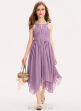 Load image into Gallery viewer, Bow(s) Tea-Length Ruffle Beading Scoop With Mylie Junior Bridesmaid Dresses Neck A-Line Chiffon