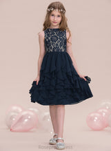 Load image into Gallery viewer, Knee-Length Ruffles A-Line Karlee Junior Bridesmaid Dresses Scoop Chiffon With Cascading Neck