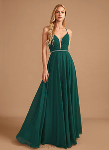 A-Line Floor-Length Neckline Silhouette Beading Fabric Embellishment Length V-neck Isabella Floor Length Sleeveless Bridesmaid Dresses