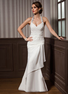 Wedding Appliques Sheath/Column Dress Halter Chiffon Valentina With Wedding Dresses Sequins Floor-Length Beading Ruffle Lace