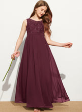 Load image into Gallery viewer, Scoop Lace Junior Bridesmaid Dresses Neck A-Line Beading With Chiffon Sequins Floor-Length Kendal
