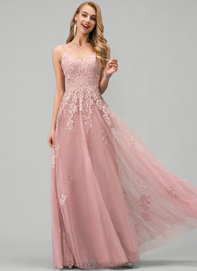 V-neck Wedding Dresses Wedding Ball-Gown/Princess Floor-Length Tulle Dress Kayley