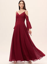Load image into Gallery viewer, Neckline A-Line Fabric Floor-Length Length Silhouette V-neck Straps Maud Scoop Floor Length Sleeveless Bridesmaid Dresses