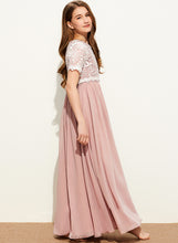 Load image into Gallery viewer, Julianna Lace Junior Bridesmaid Dresses Scoop Chiffon A-Line Floor-Length Neck