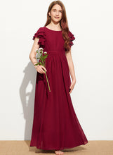 Load image into Gallery viewer, With A-Line Neck Chiffon Phoebe Scoop Junior Bridesmaid Dresses Ruffles Floor-Length Cascading