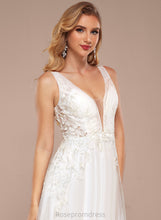 Load image into Gallery viewer, Sweep With Lace V-neck Dress Wedding Wedding Dresses Mimi Sequins Train Tulle A-Line