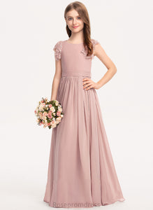 Neck Lace A-Line Bow(s) Scoop Junior Bridesmaid Dresses Kaydence Floor-Length Chiffon With