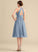 Ruffle Fabric Neckline Knee-Length Length Silhouette A-Line ScoopNeck Embellishment Kira Sleeveless Straps Bridesmaid Dresses