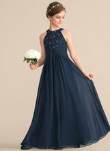 Load image into Gallery viewer, With Floor-Length Neck Adison Scoop Junior Bridesmaid Dresses Chiffon Lace Beading Ruffle A-Line