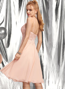Lace Knee-Length Homecoming Neck With Chiffon Kaylie Dress Scoop Beading Homecoming Dresses A-Line
