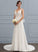 Wedding Wedding Dresses Chiffon Train A-Line Dress Lauren Court V-neck