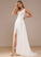 V-neck Split Sequins Saige Wedding Chiffon Lace Dress A-Line Sweep Front With Train Lace Wedding Dresses