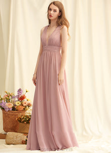Embellishment Floor-Length Length Neckline Silhouette SplitFront A-Line V-neck Fabric Katharine Bridesmaid Dresses