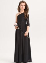 Load image into Gallery viewer, Aliyah Lace One-Shoulder Floor-Length Chiffon Junior Bridesmaid Dresses A-Line