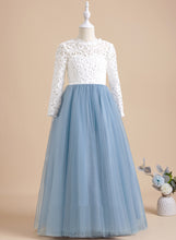 Load image into Gallery viewer, Bow(s)/V Kaylee Flower Back Girl Floor-length With Dress - Flower Girl Dresses Neck Tulle/Lace Scoop Long Ball-Gown/Princess Sleeves