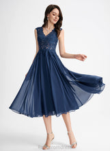 Load image into Gallery viewer, Cocktail Dresses Chiffon Dress Tea-Length A-Line V-neck Cocktail Lace Ruby