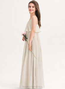 Junior Bridesmaid Dresses Kelsie V-neck Floor-Length Chiffon A-Line