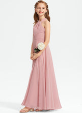 Load image into Gallery viewer, Chiffon Ruffle Square Poll With A-Line Neckline Junior Bridesmaid Dresses Floor-Length