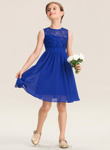 Load image into Gallery viewer, Knee-Length Germaine Scoop Junior Bridesmaid Dresses Chiffon Neck Lace A-Line