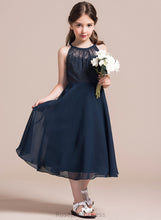 Load image into Gallery viewer, Junior Bridesmaid Dresses Lace Arielle Neck Scoop Chiffon Tea-Length Ruffle With A-Line