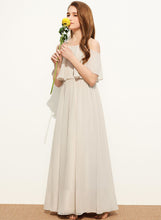 Load image into Gallery viewer, Floor-Length Neck Junior Bridesmaid Dresses Chiffon Scoop Paisley A-Line