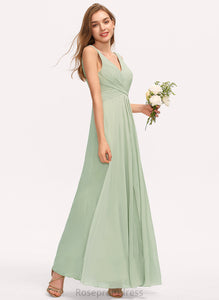 Silhouette V-neck Embellishment Length Fabric Ruffle SplitFront Floor-Length Neckline A-Line Elva V-Neck Bridesmaid Dresses
