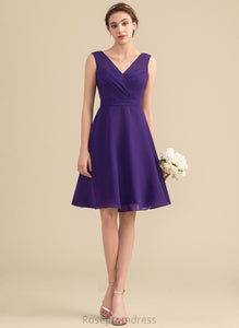 Neckline A-Line Silhouette Knee-Length Embellishment V-neck Fabric Length Ruffle Parker Bridesmaid Dresses