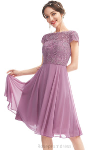 Straps Fabric Lace A-Line Length ScoopNeck Knee-Length Silhouette Neckline Alexis Natural Waist One Shoulder Bridesmaid Dresses