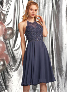 Homecoming Chiffon Knee-Length With Beading Sequins Scoop Homecoming Dresses Gladys Neck A-Line Dress