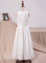 Load image into Gallery viewer, Ansley A-Line Scoop Neck Ankle-Length Chiffon Junior Bridesmaid Dresses Flower(s) With