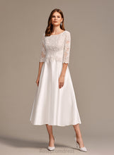 Load image into Gallery viewer, A-Line Dress Scoop Wedding Dresses Lace Dayanara Wedding Tea-Length Satin