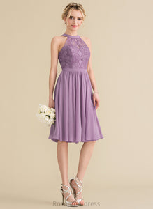 Homecoming Dresses A-Line With Knee-Length Lace Mariela Lace Scoop Chiffon Neck Dress Homecoming