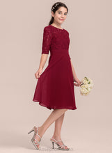 Load image into Gallery viewer, Adeline Neck Junior Bridesmaid Dresses Knee-Length A-Line Scoop Chiffon