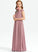 A-Line Chiffon Addyson Scoop Lace Neck Floor-Length Junior Bridesmaid Dresses