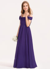 Load image into Gallery viewer, Junior Bridesmaid Dresses Floor-Length With Ruffle A-Line Off-the-Shoulder Chiffon Gianna