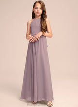 Load image into Gallery viewer, With Ruffles Scoop Bethany Junior Bridesmaid Dresses Floor-Length Cascading Chiffon Neck A-Line