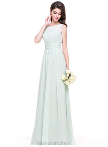 Length ScoopNeck Floor-Length Silhouette Ruffle Fabric Neckline A-Line Embellishment Anika V-Neck Sleeveless Bridesmaid Dresses