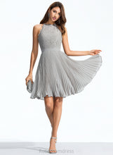 Load image into Gallery viewer, Lace Knee-Length Jode Chiffon Scoop A-Line Dress With Cocktail Neck Cocktail Dresses Pleated